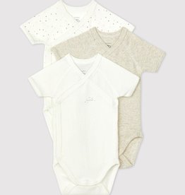 Petit Bateau Set Van 3 Babybody'S In Biokatoen Korte Mouwen Sterren