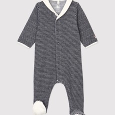 Petit Bateau Pyjama met Voetjes Velours Gestreept