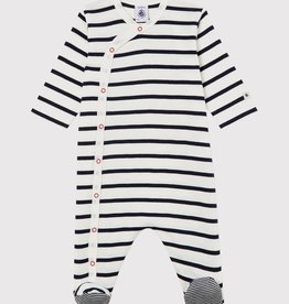 Petit Bateau Pyjama met voetjes Navy/Gestreept | 12m