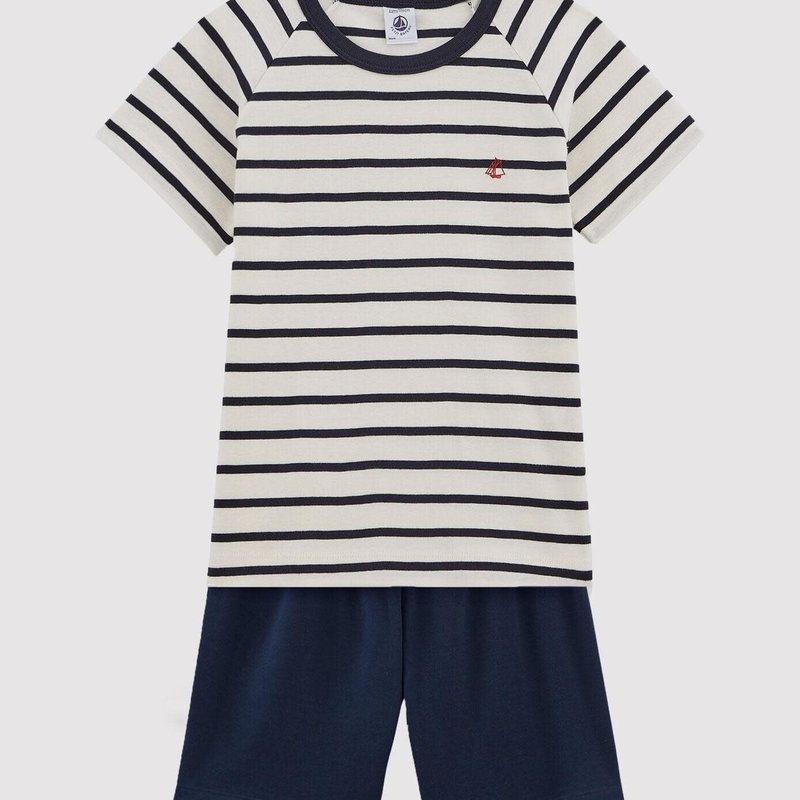 Petit Bateau Pyjama Kort 2-delig Navy/Gestreept