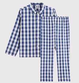 Petit Bateau Geruite Pyjama Blauw