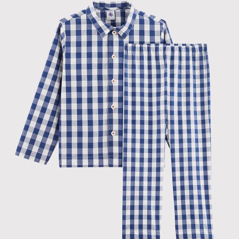 Petit Bateau Geruite Pyjama Blauw