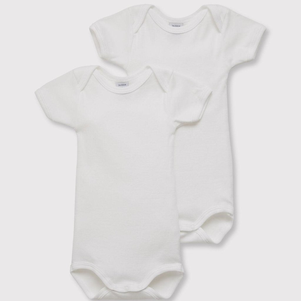 Petit Bateau Body/romper Korte Mouwen Wit 2-pack