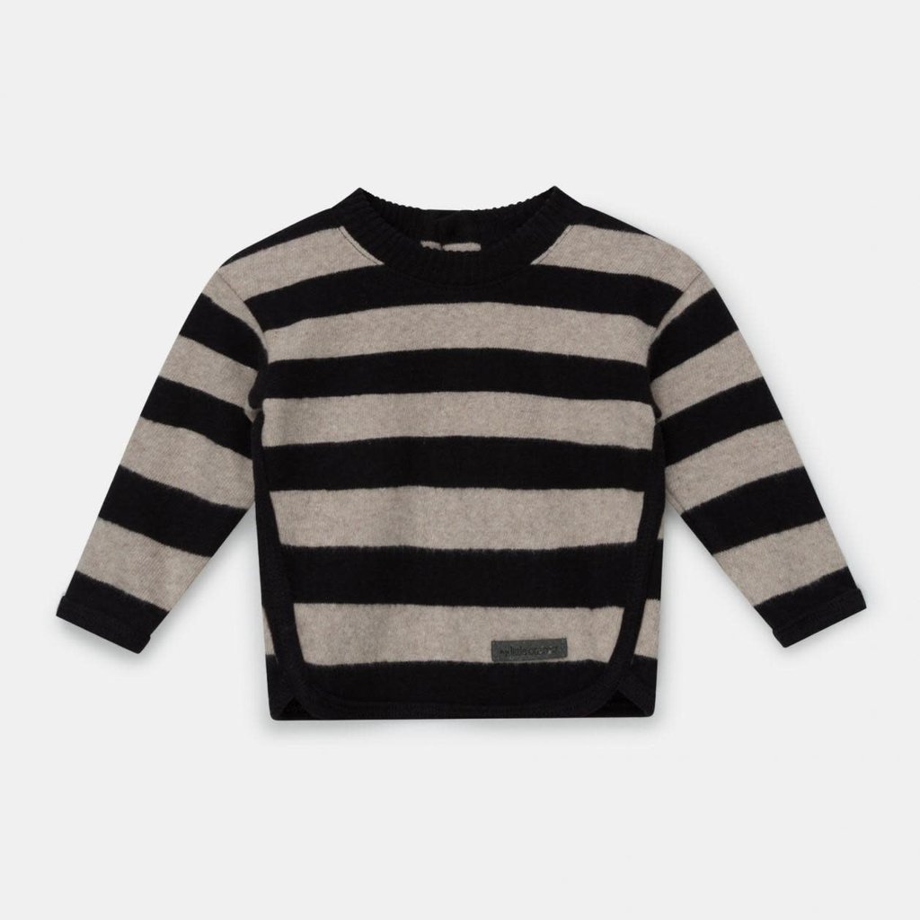 My Little Cozmo striped baby sweater recycled striped soft feel fabric - beige black