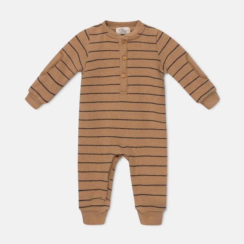 My Little Cozmo Zuri Organic recycled stripes baby jumpsuit camel