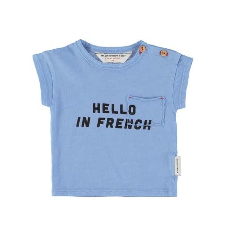 Piupiuchick T'Shirt | Blue W/ "Hello In French" Print