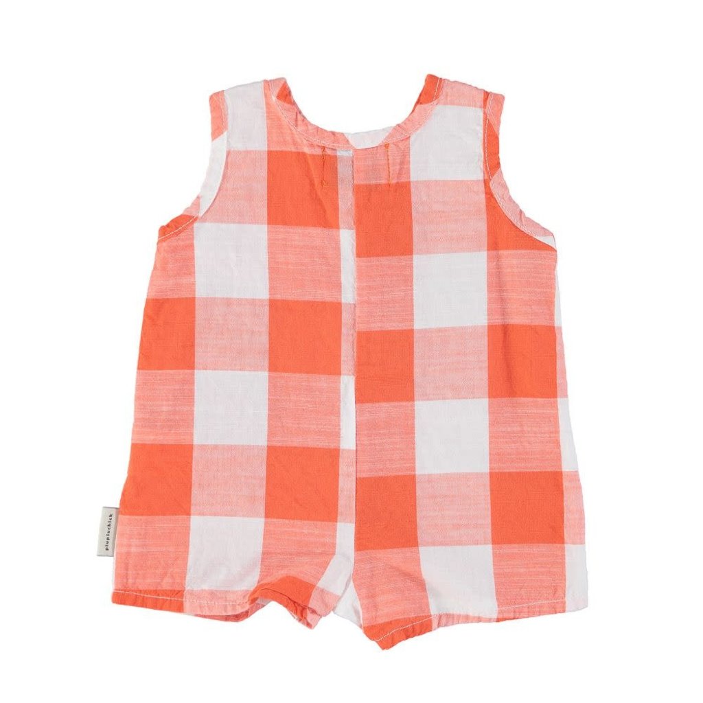 Piupiuchick Baby Short Jumpsuit | Red & White Checkered