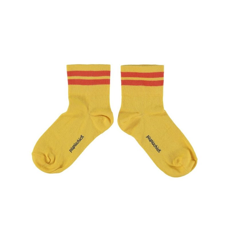 Piupiuchick Socks | Yellow W/ Orange Stripes
