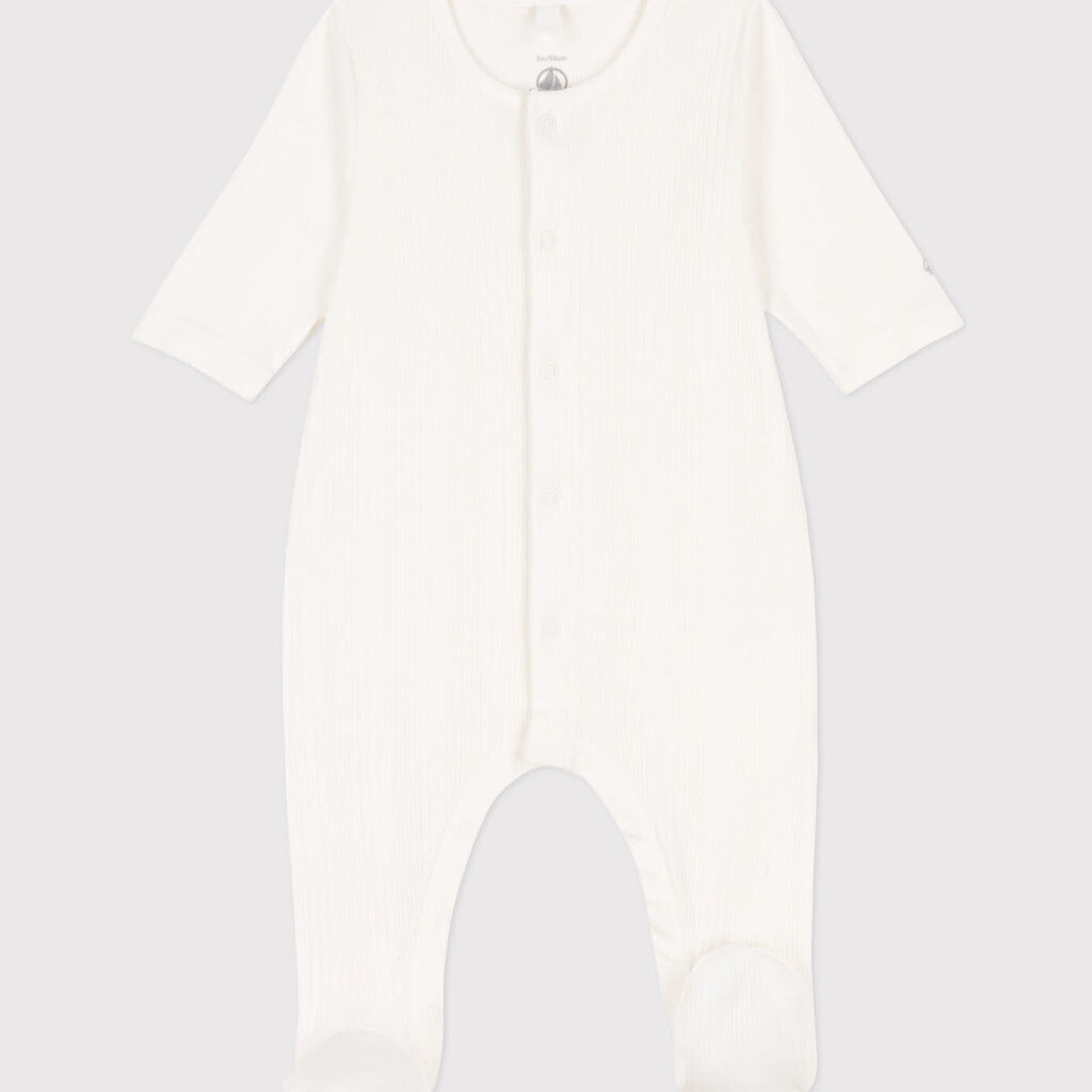 Petit Bateau Pyjama met voetjes Geribd Marshmallow