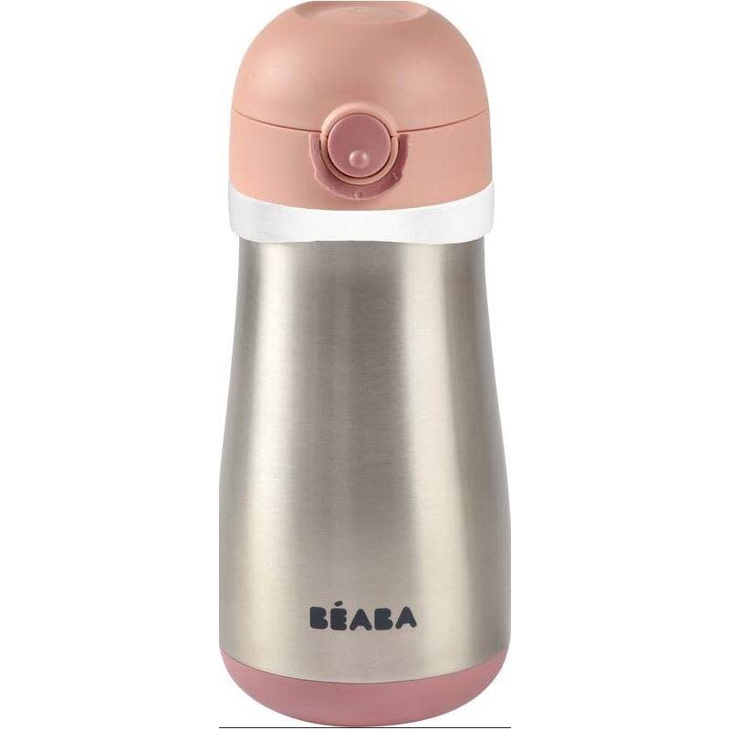 Beaba RVS drinkfles 350ml met handvat oudroze
