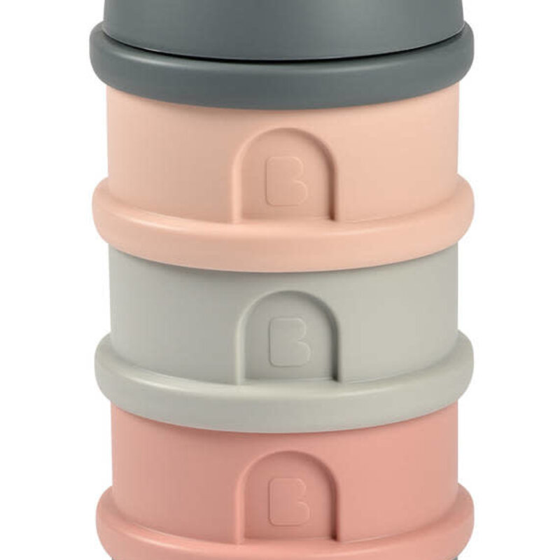 Beaba Stapelbare doseerdozen 4 compartimenten Mineral grey/pink