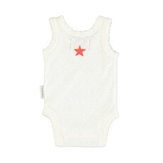 Piupiuchick sleeveless bodysuit | ecru w/ apple print