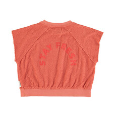 Piupiuchick sleeveless sweatshirt | terracotta w/ apple print