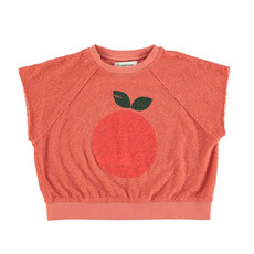 Piupiuchick sleeveless sweatshirt | terracotta w/ apple print