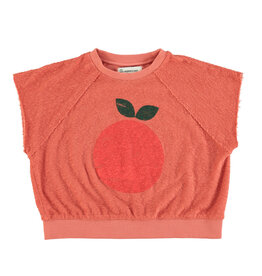 Piupiuchick sleeveless sweatshirt | terracotta w/ apple print