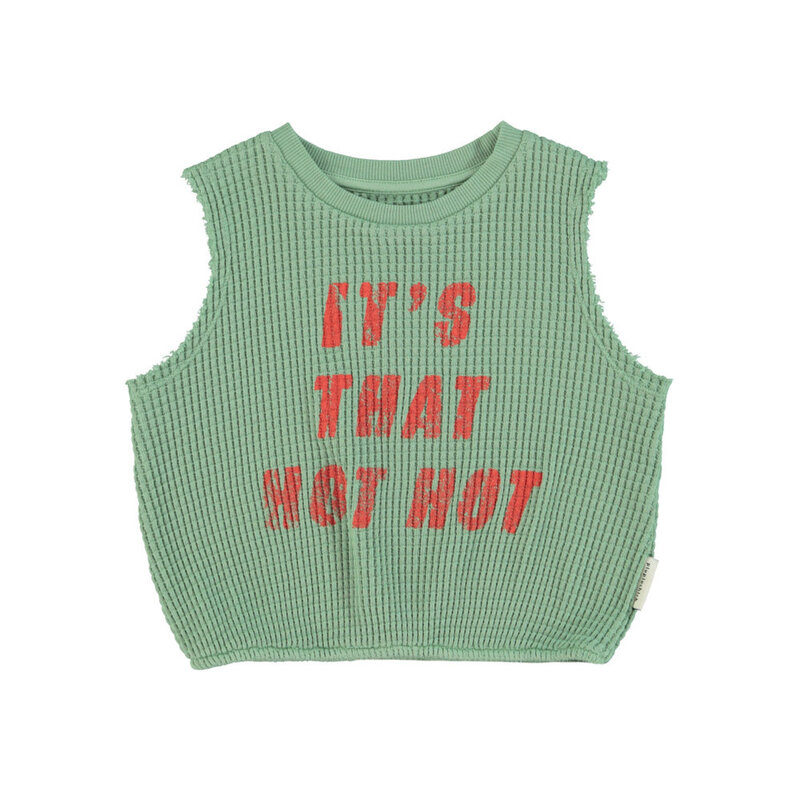 Piupiuchick sleeveless top | green w/ "hot hot" print