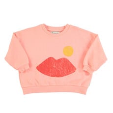 Piupiuchick sweatshirt | coral w/ lips print