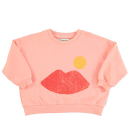 Piupiuchick sweatshirt | coral w/ lips print