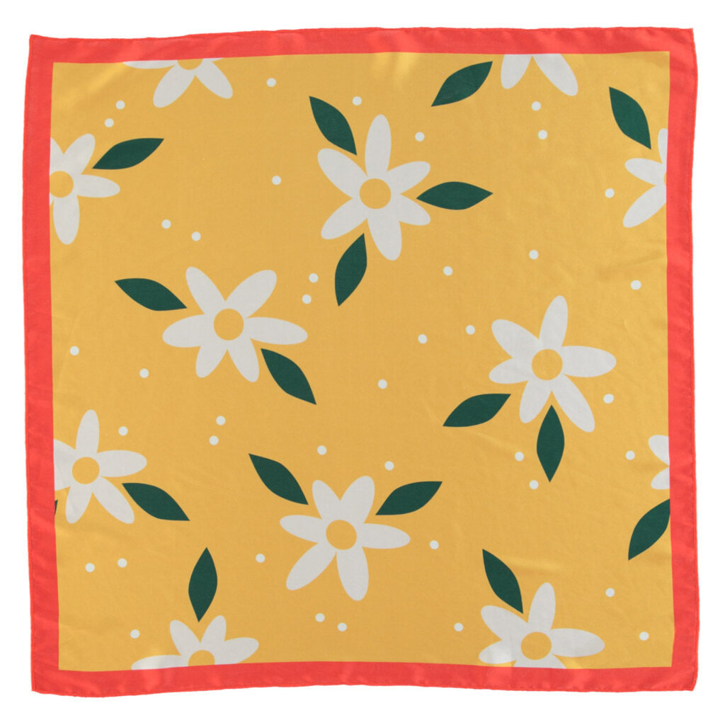 Piupiuchick silky bandana | mustard w/ big flowers