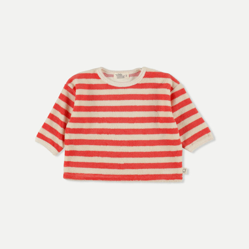 My Little Cozmo Organic toweling stripes baby sweatshirt Pink Ruby