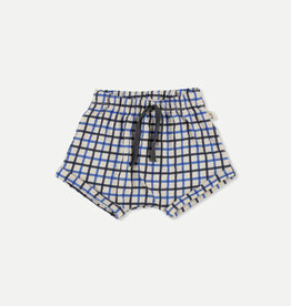 My Little Cozmo Organic crepe check baby shorts Navy