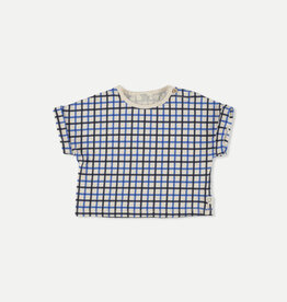 My Little Cozmo Organic crepe check baby T-shirt Navy