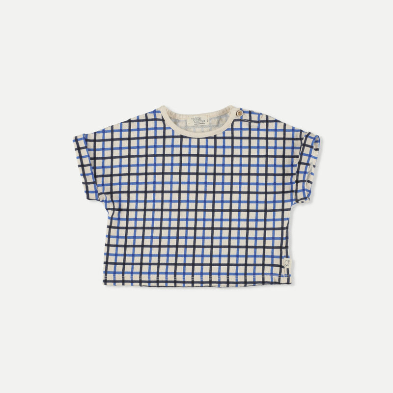 My Little Cozmo Organic crepe check baby T-shirt Navy