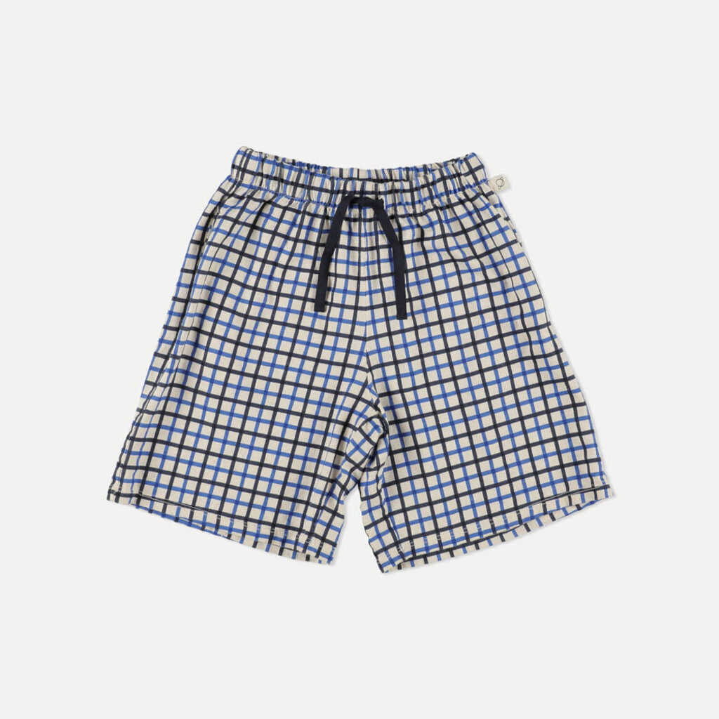 My Little Cozmo Organic crepe check bermuda shorts Navy