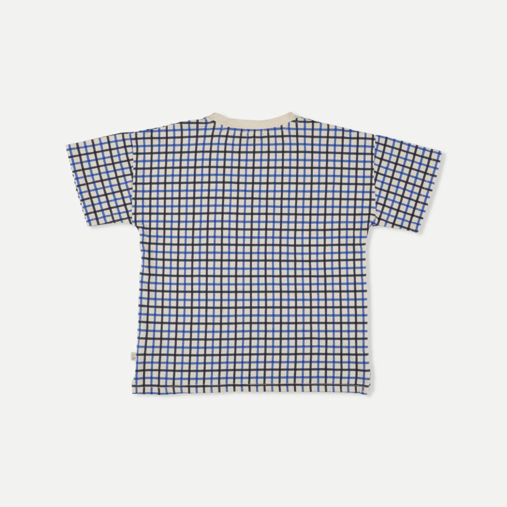 My Little Cozmo Organic crepe check T-shirt Navy