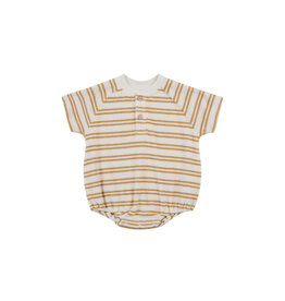 Quincy Mae Terry Henley Romper Honey Stripe