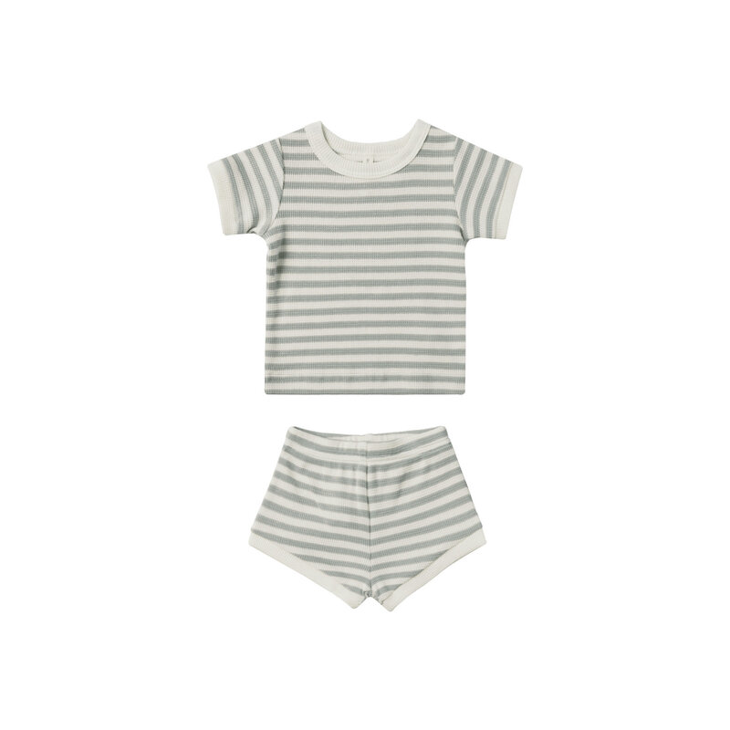 Quincy Mae Waffle Shortie Set Sky Stripe