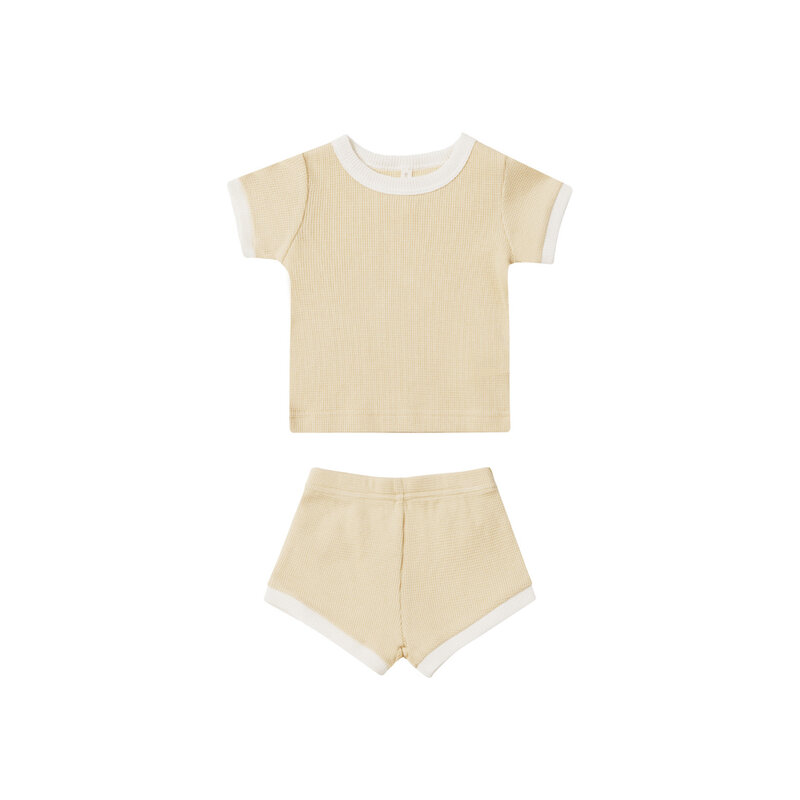 Quincy Mae Waffle Shortie Set Lemon