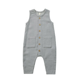 Quincy Mae Sleeveless Pocketed Jumpsuit Blue Gingham