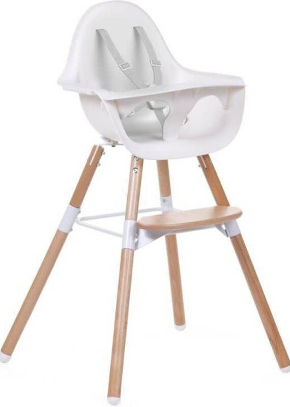Childhome EVOLU 2 STOEL NATUREL / WIT 2 in 1 + BEUGEL