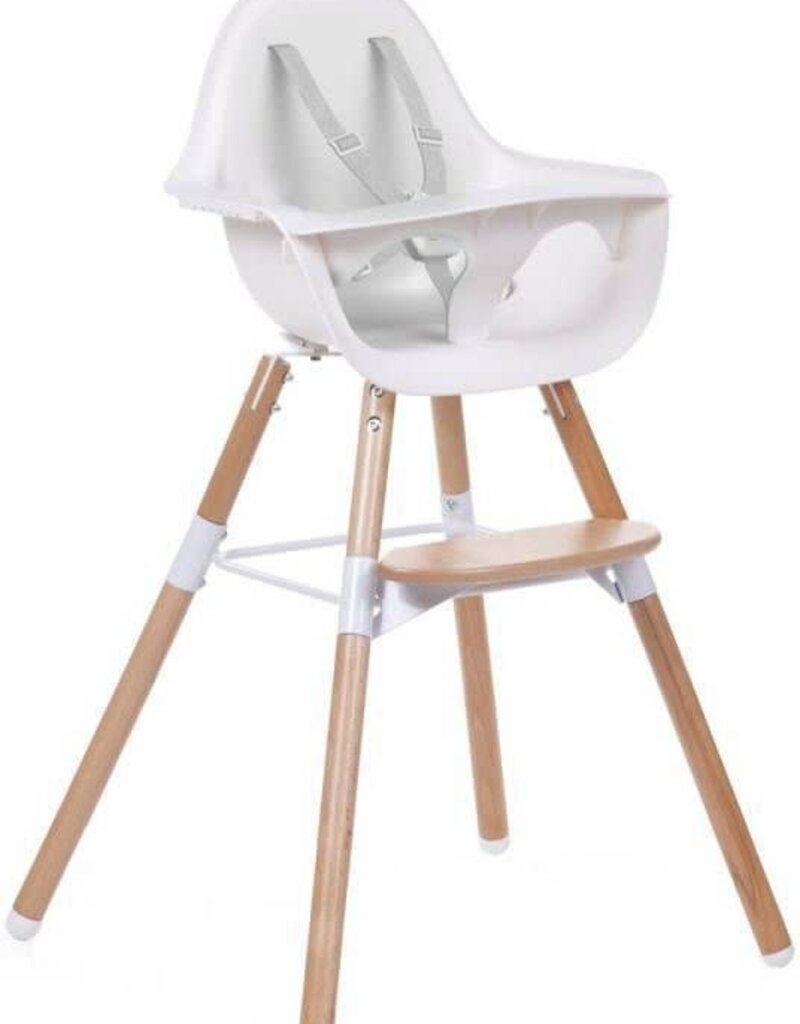 Childhome EVOLU 2 STOEL NATUREL / WIT 2 in 1 + BEUGEL