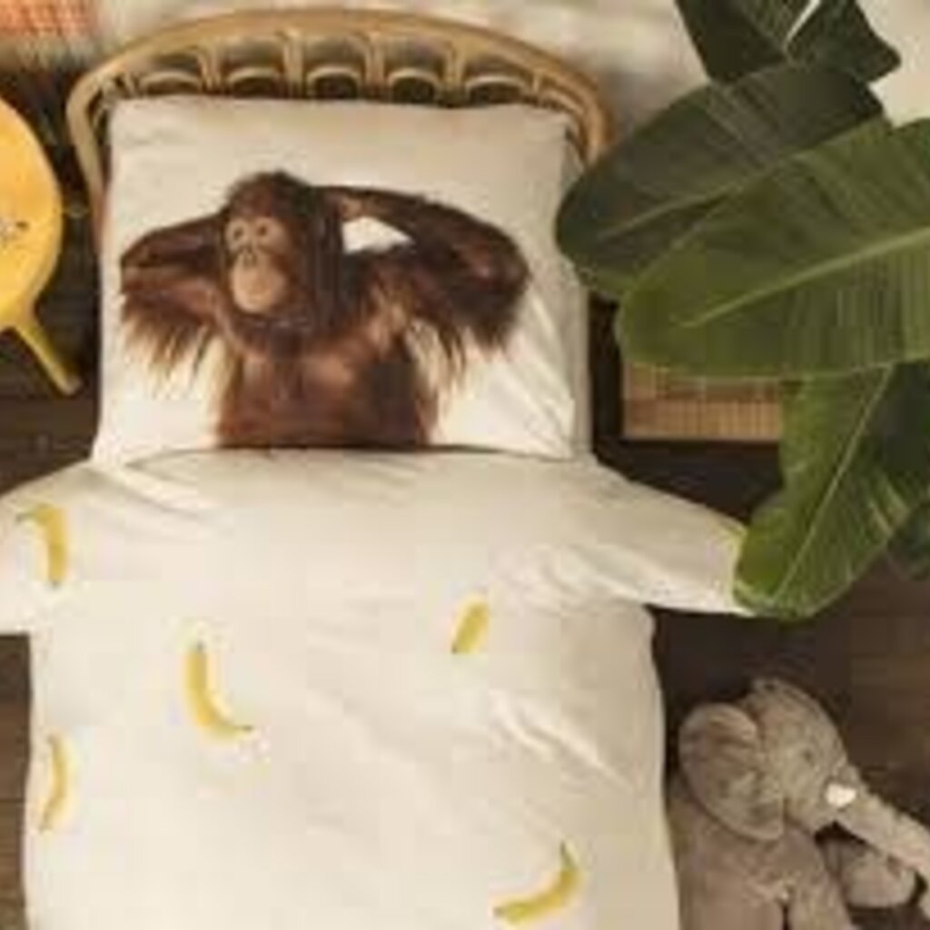 Snurk Hoeslakenset met kussensloop - Banana Monkey - 140cm x 200cm