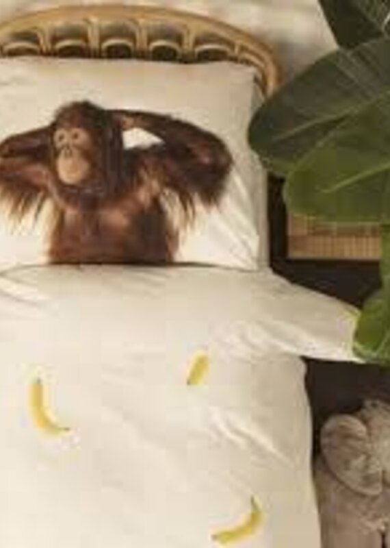 Snurk Hoeslakenset met kussensloop - Banana Monkey - 140cm x 200cm