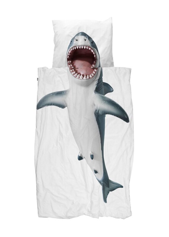 Snurk Hoeslakenset met kussensloop - Shark!! - 140cm x 200cm