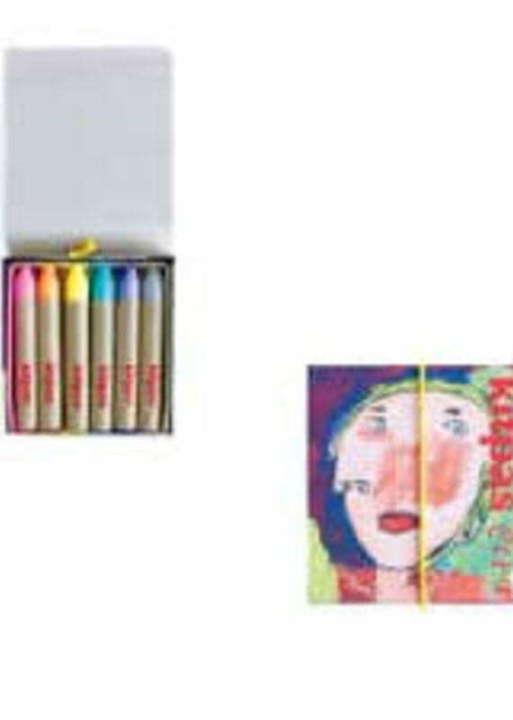 Kitpas Medium Rijstwax (Raam) Krijt 6 Pcs 'Face' pastel kleuren
