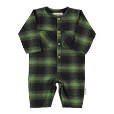 Piupiuchick Baby jumpsuit | Green & black checkered