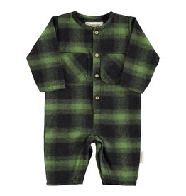 Piupiuchick Baby jumpsuit | Green & black checkered