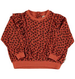 Piupiuchick Terry cotton sweatshirt | Terracotta w/ animal print