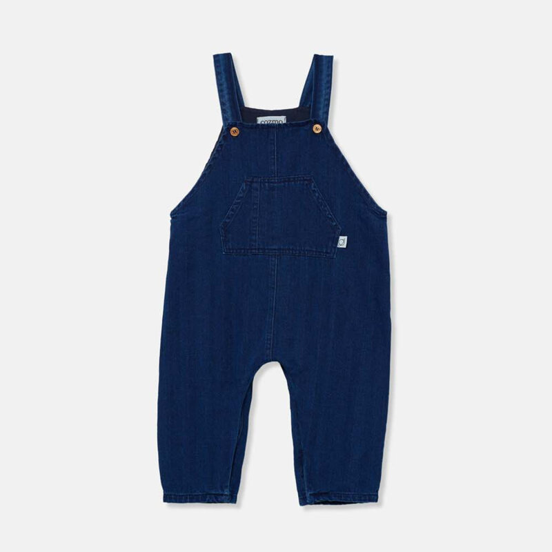 My Little Cozmo Herringbone denim baby overalls Herringbone denim-Denim