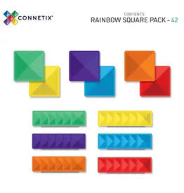 Connetix 53 Piece Rainbow Square Pack