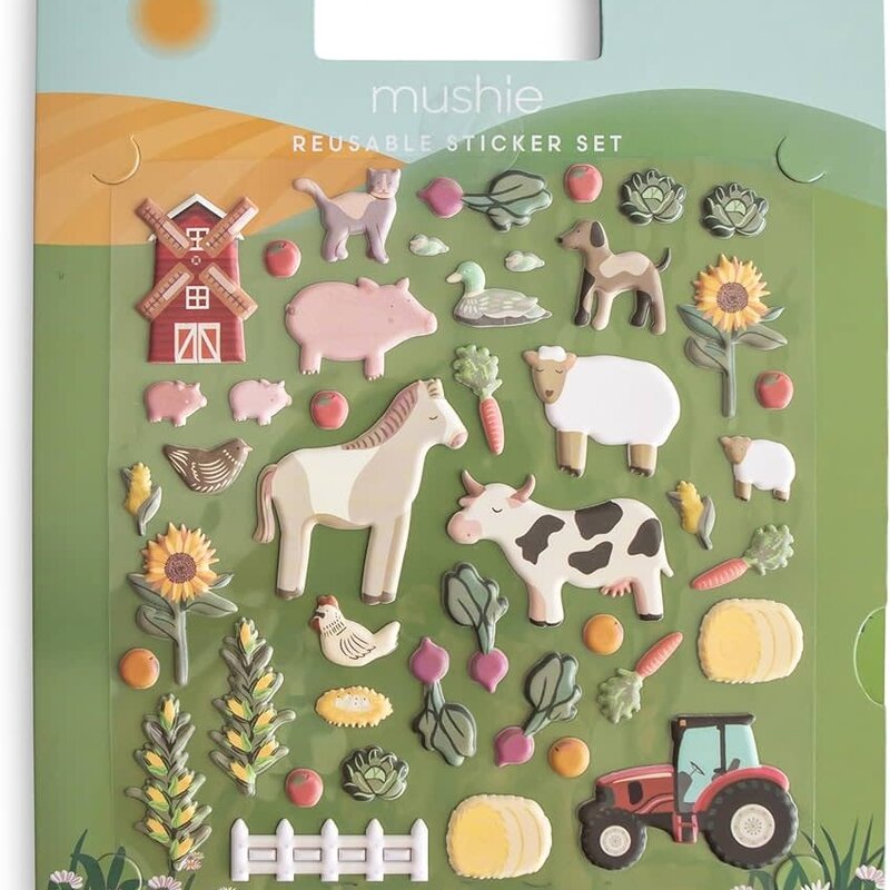 Mushie Reusable Sticker Set Farm