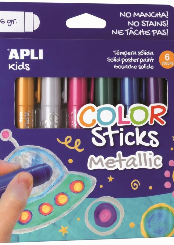 Apli Color stick dik Metalic 6 kleuren