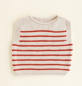 Hvid Vest Harvey cream/red
