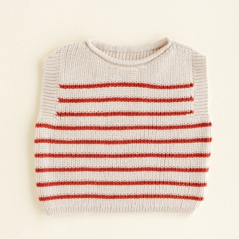 Hvid Vest Harvey cream/red