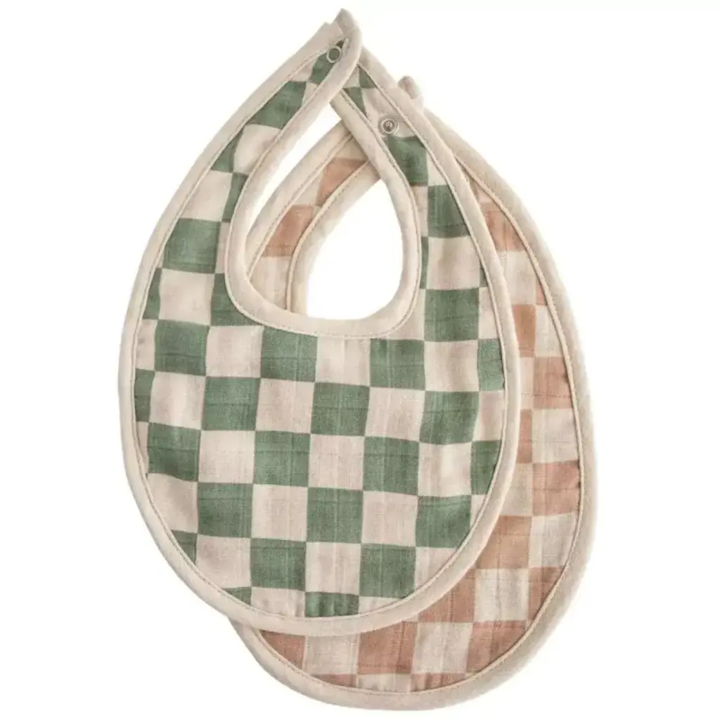 Mushie Copy of Muslin Bib 2-pack  - Blush / Pink floral