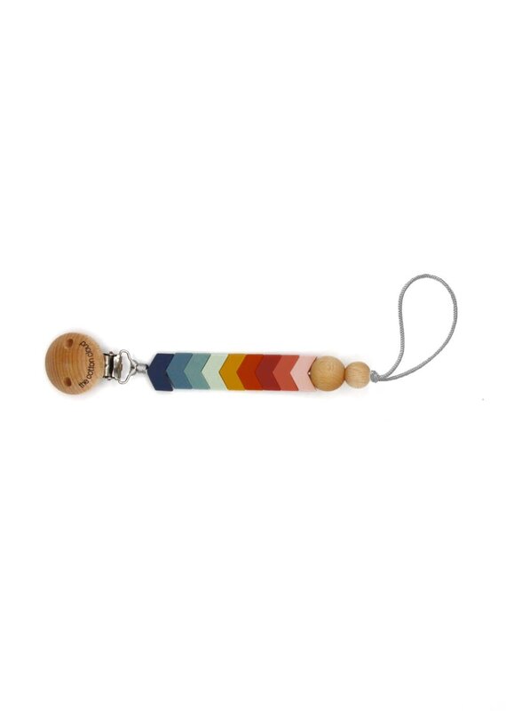 The Cotton Cloud Chevron Pacifier Holder Rainbow
